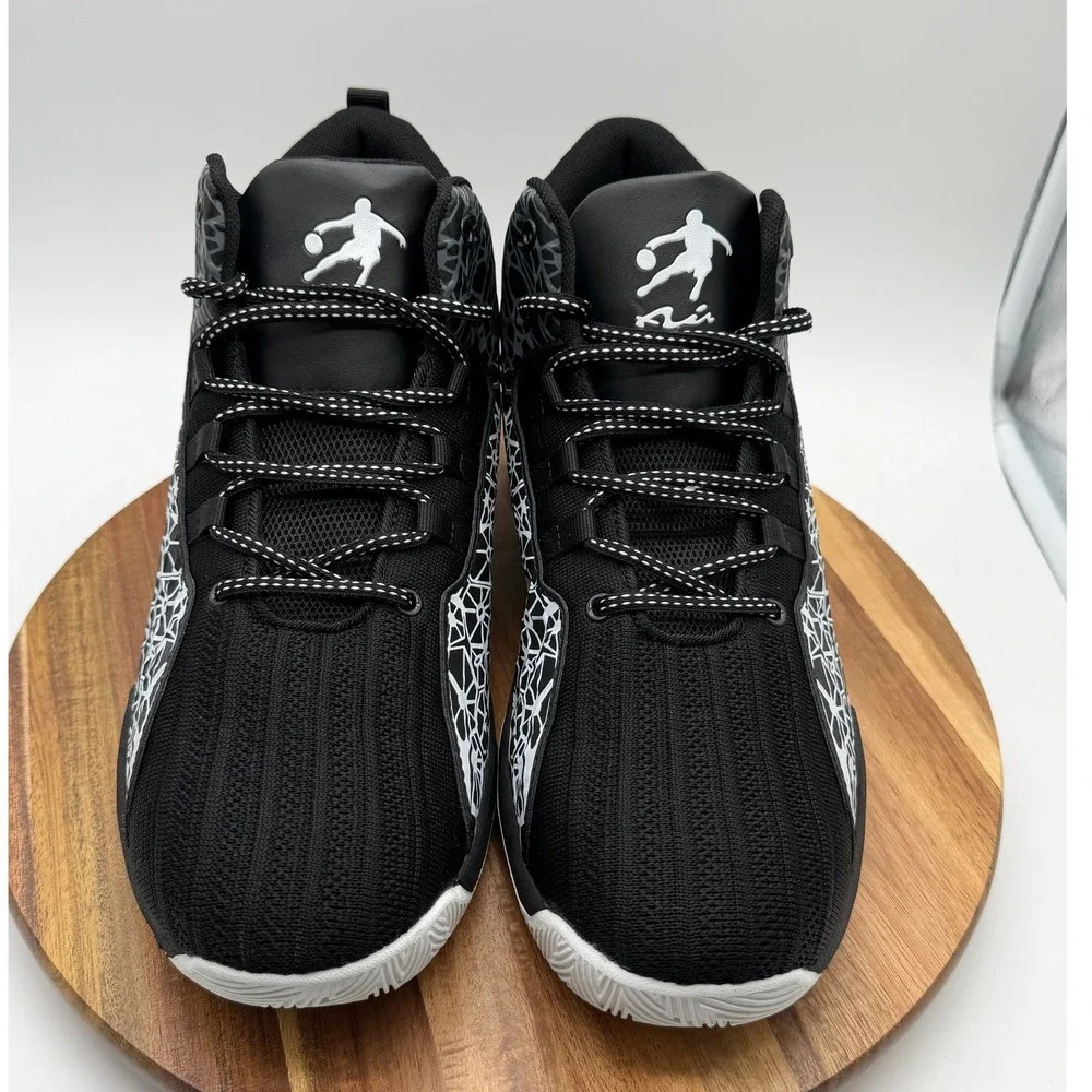 Unbranded Men's Size US 11 UK‎ 10.5 Basketball Black White Mid Top Sneakers 0856